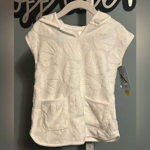 Cat & Jack White Hooded Terrycloth Shell Appliqué Bathing Suit Cover Up NWT